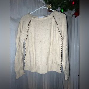 Liz Claiborne Sweater, cream “dotted” cotton sweater